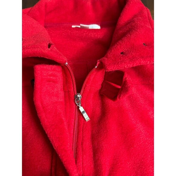 Dressbarn L Red Fleece Toggle Jacket Stand Collar Cozy Winter Button Front Coat - Picture 6 of 11